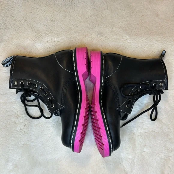 Dr. Martens 1460 Pink Sole Wanama Leather Jungle Zip Boots 6 - Picture 5 of 10